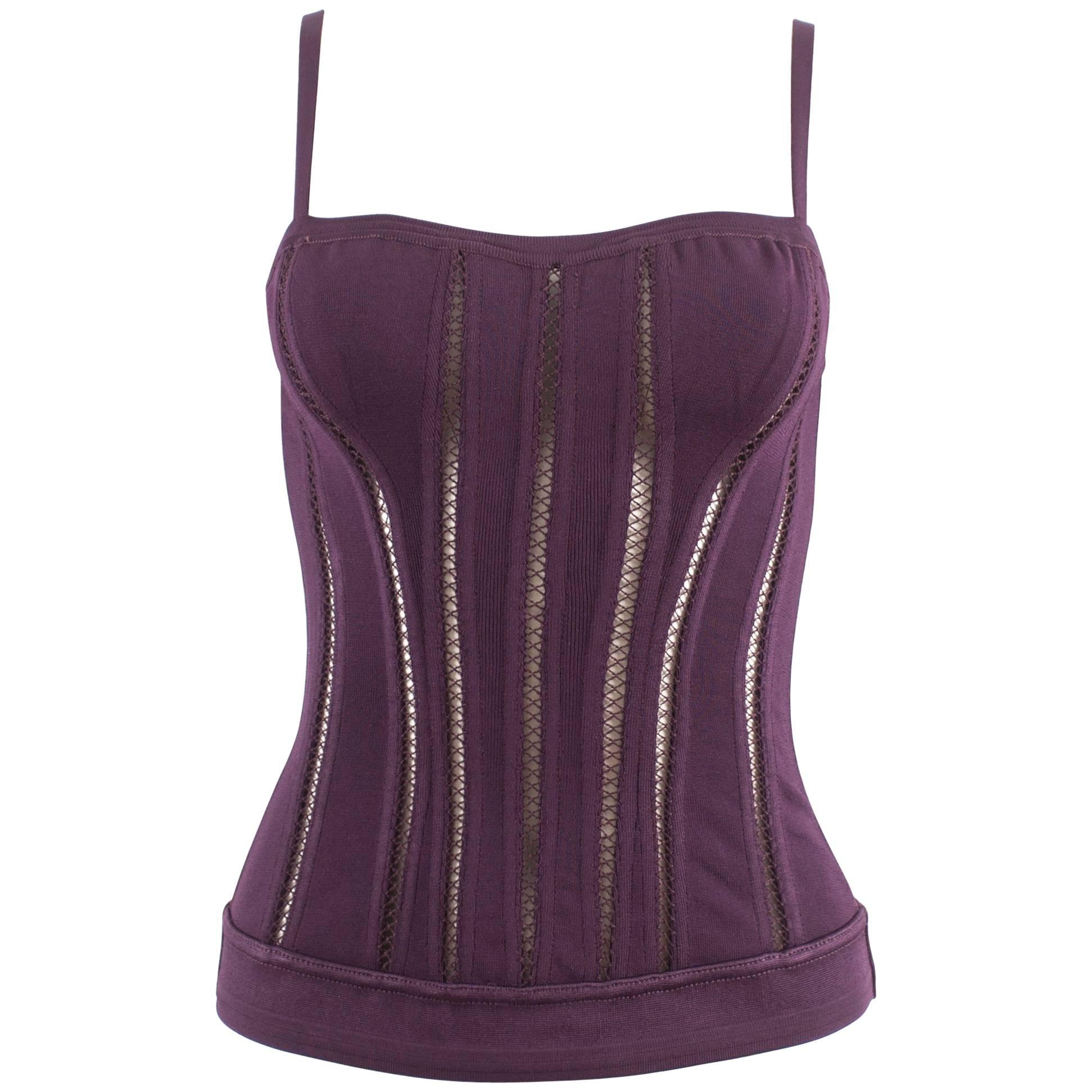 Alaia Autumn-Winter 1991 plum corset vest For Sale
