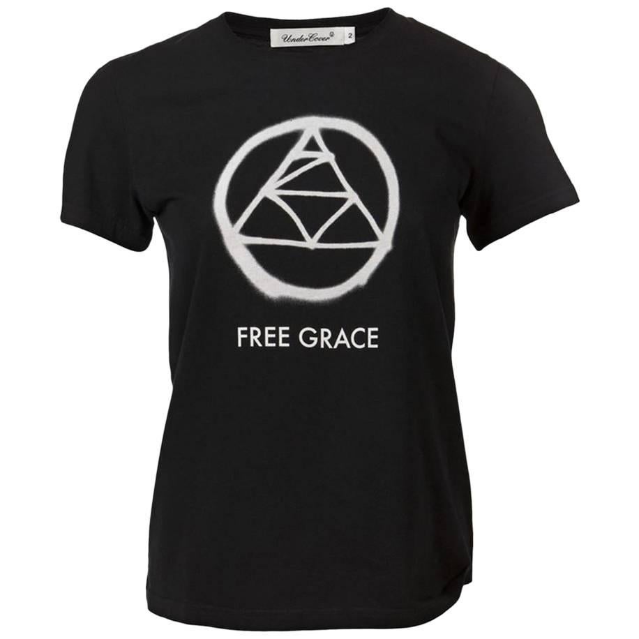 Undercover Black Cotton 'Free Grace' T-Shirt For Sale