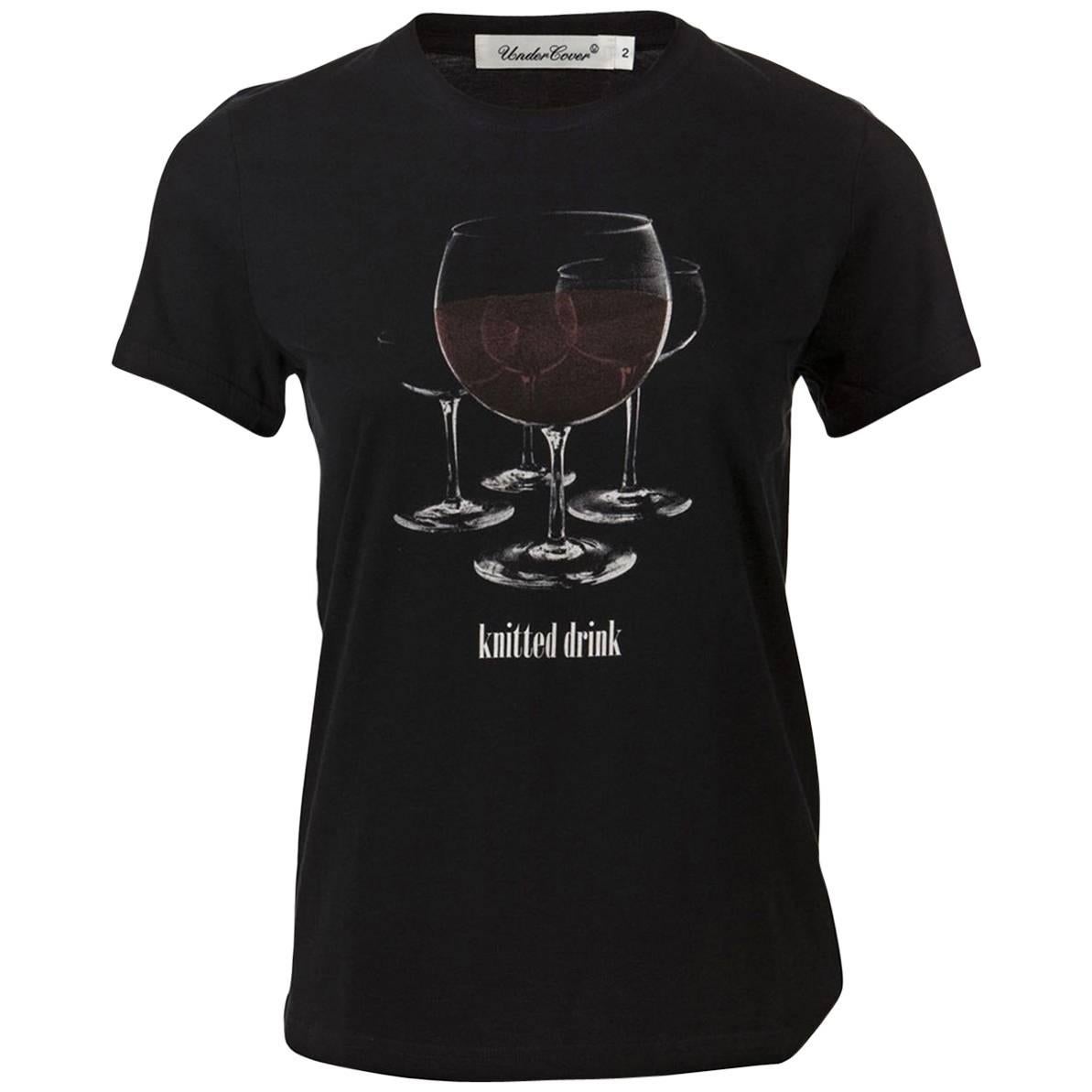 Undercover 'Kitted Drink' Black Cotton T-Shirt For Sale