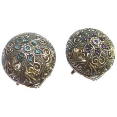 Exquisite Sterling Silver Jeweled Diminutive Trinket Boxes