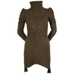 CELINE by PHOEBE PHILO moss green cable knit sweater dress