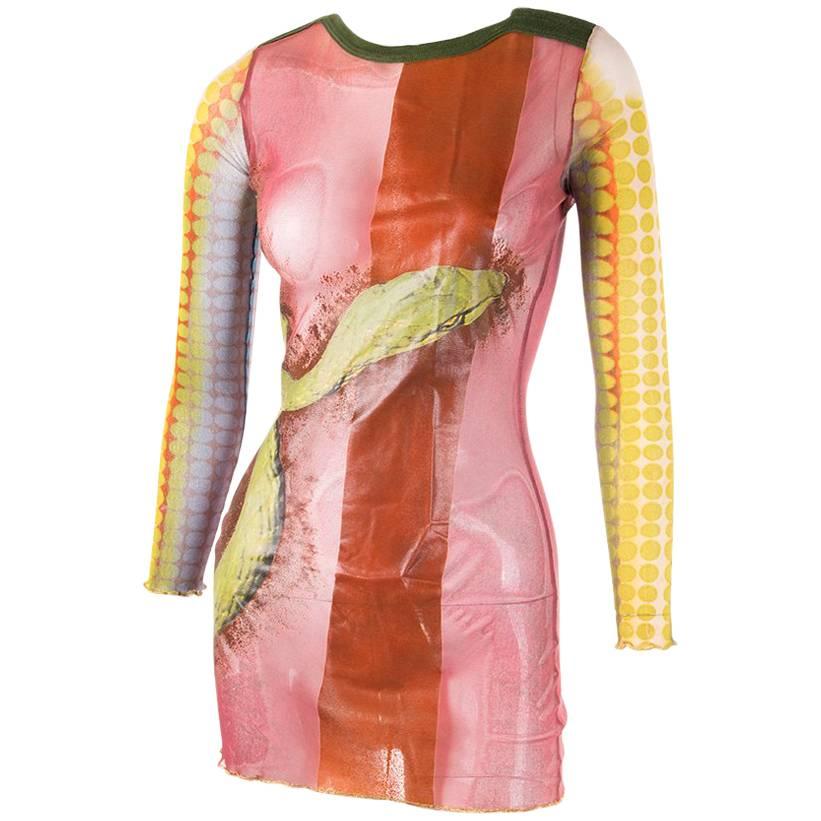 Jean Paul Gaultier Sheer Printed Dress For Sale