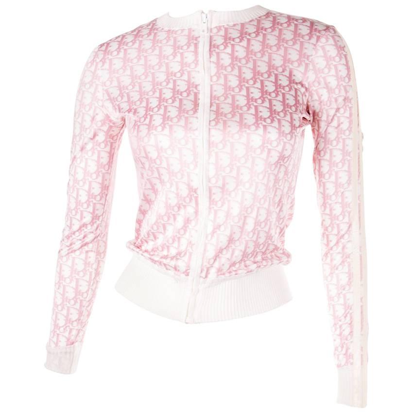 Christian Dior Pink Monogram Zip Up Top