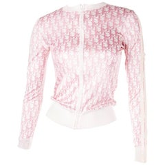 Christian Dior Pink Monogram Zip Up Top