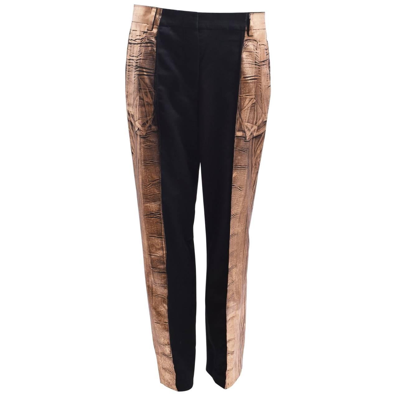 Maison Martin Margiela Black Wool Trousers with Metallic Bronze ‘Paint’  For Sale