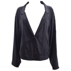  Prada Oversize Black Silk Boxy Tuxedo Jacket