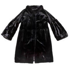 CHRISTIAN DIOR Coat in Black Long Shaved Mink Size 36FR