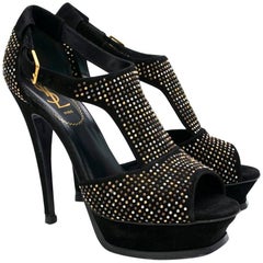 YSL Suede Studded Tribute Heels