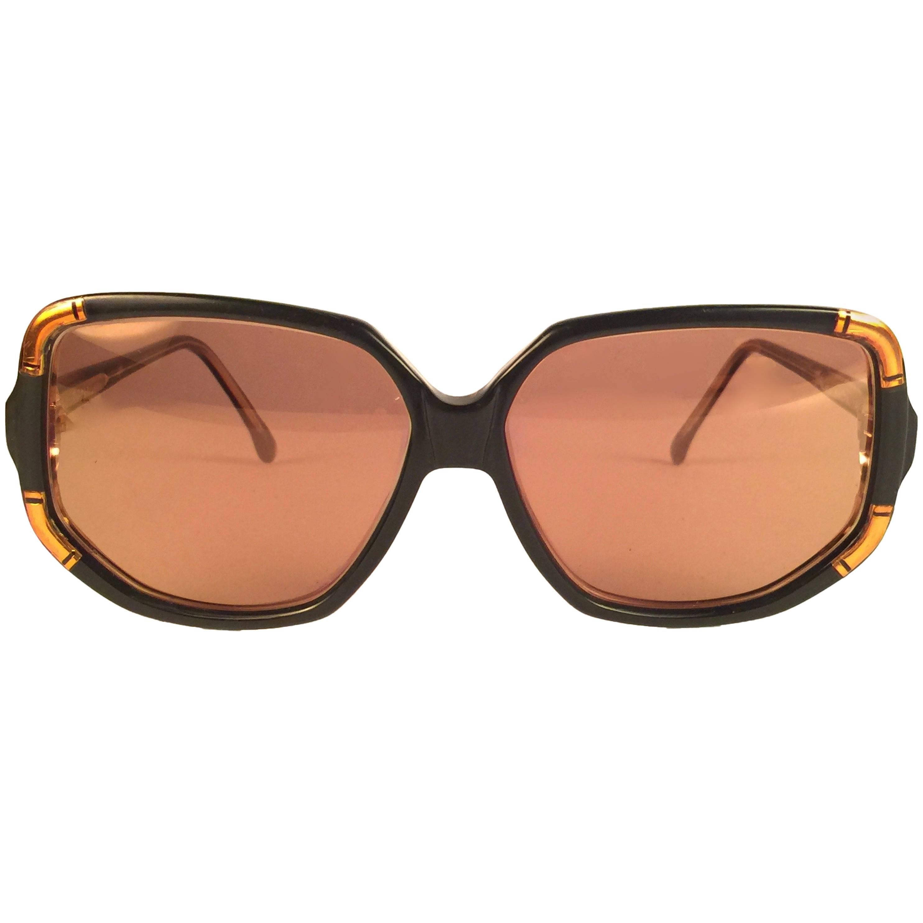 New Vintage Ted Lapidus Paris TLC 807 Copper & Black 1970 Sunglasses Fran