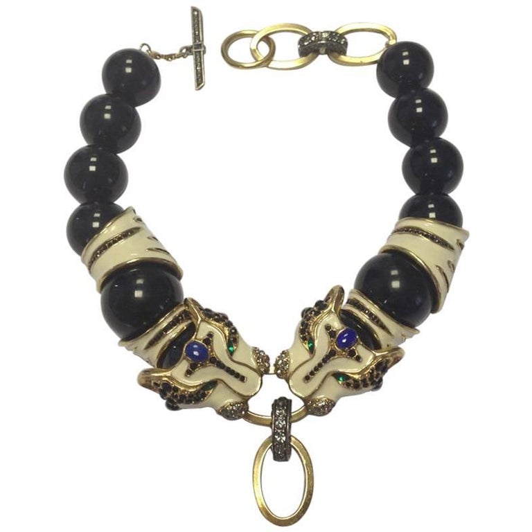 Collier Pendentif Lanvin DlG Vintage En Résine Et Cuir - Style Néo Art Déco Ravissant - Occasion