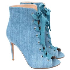 Gianvito Rossi Lace-Up Denim Ankle Boots