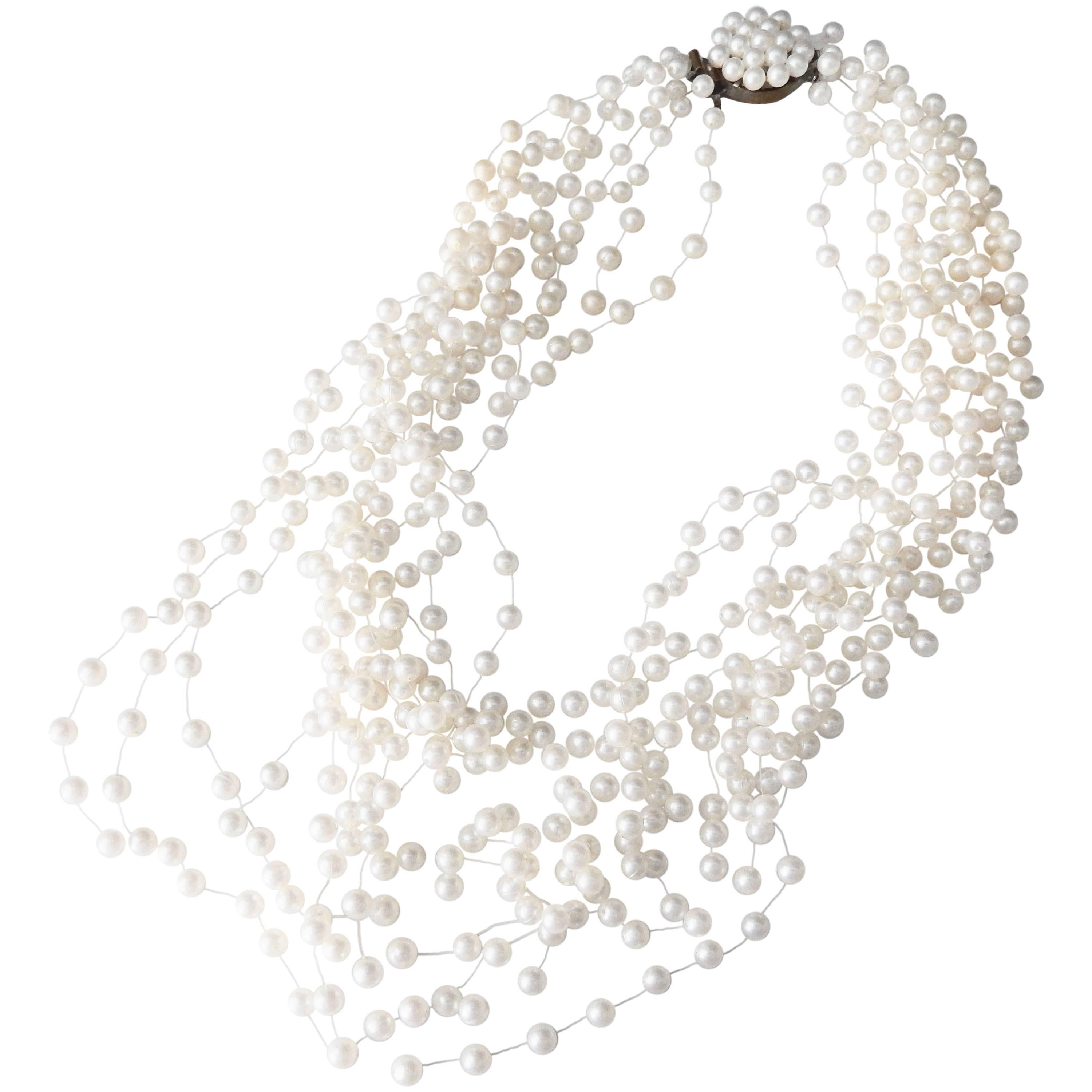 1970s Langani Multi Strand Pearl Necklace For Sale