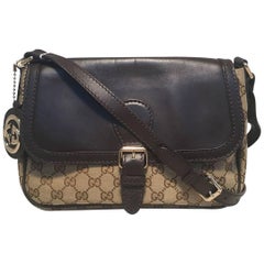 Gucci Brown Leather and Monogram Top Flap Shoulder Bag 7