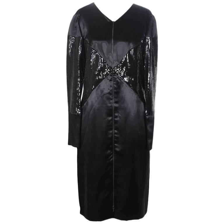 Chanel Sequins and Satin Long Sleeve Dress