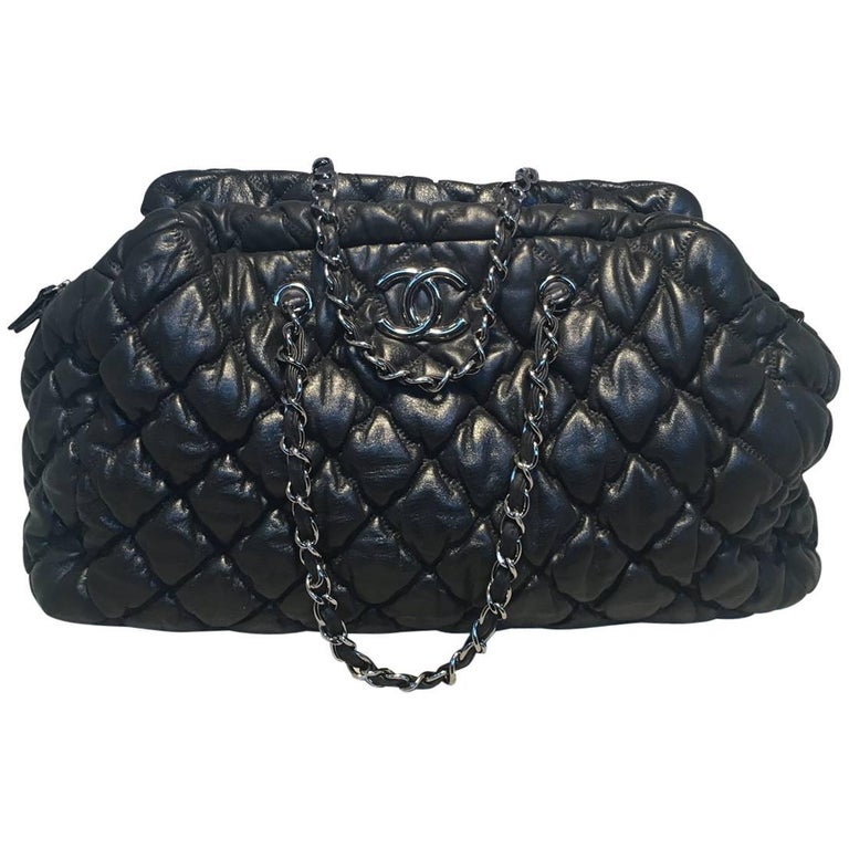 Chanel quilted Puffy Leather Shoulder Bag Tote For Sale at 1stDibs