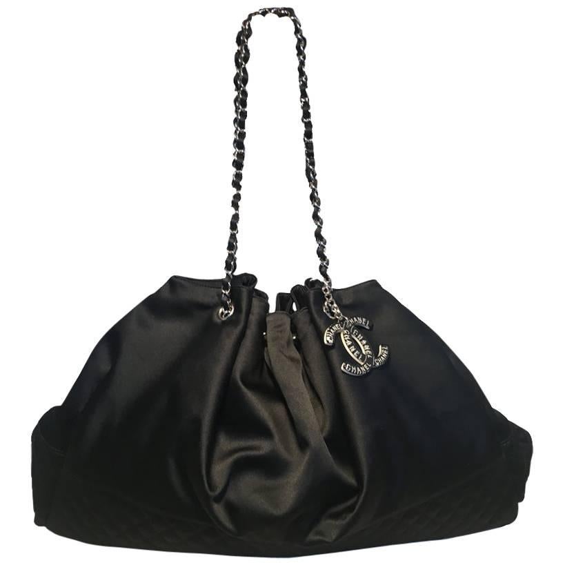 Chanel Black Silk Shoulder Bag