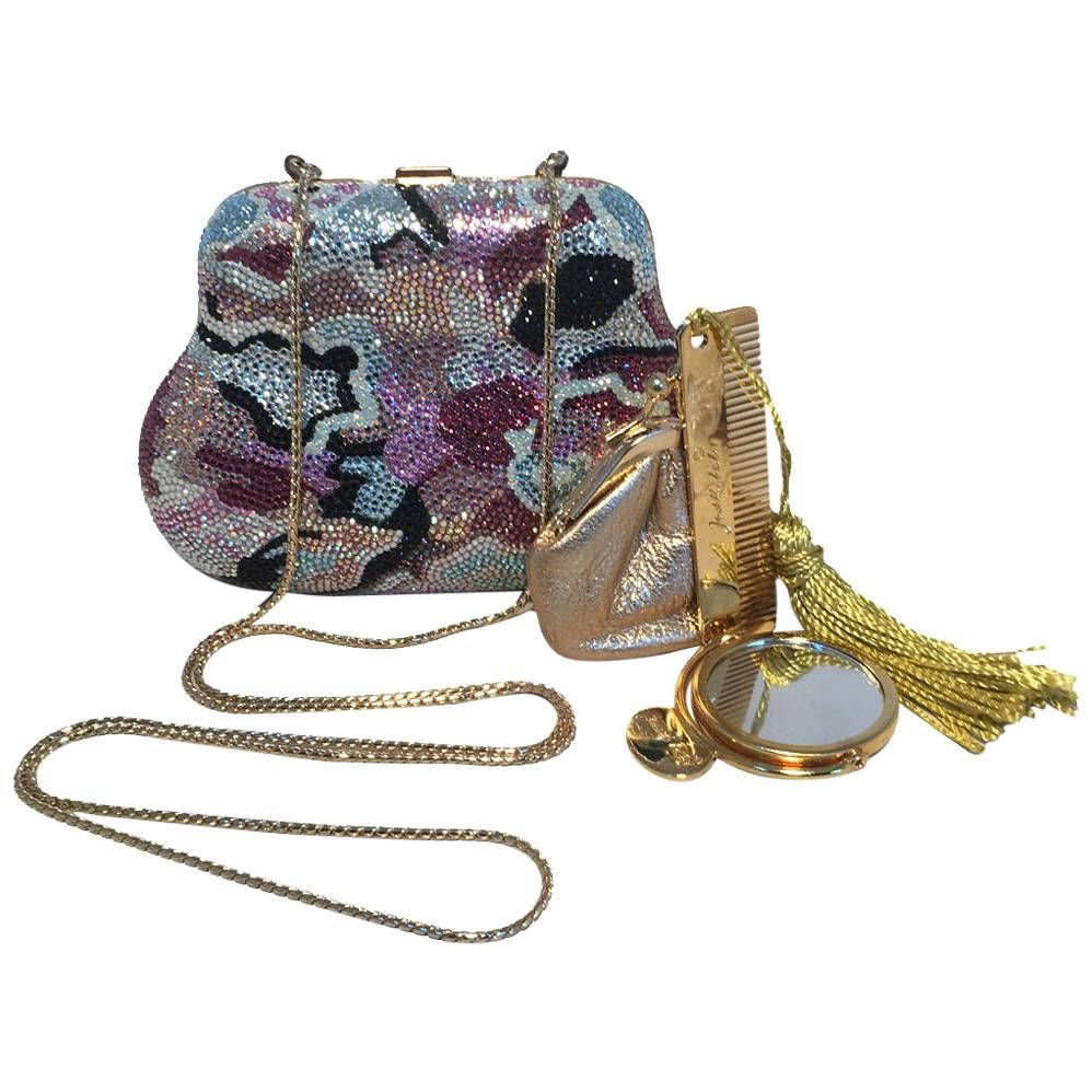 Judith Leiber Swarovski Crystal Mutlicolored Mini Purse Minaudiere Evening Bag