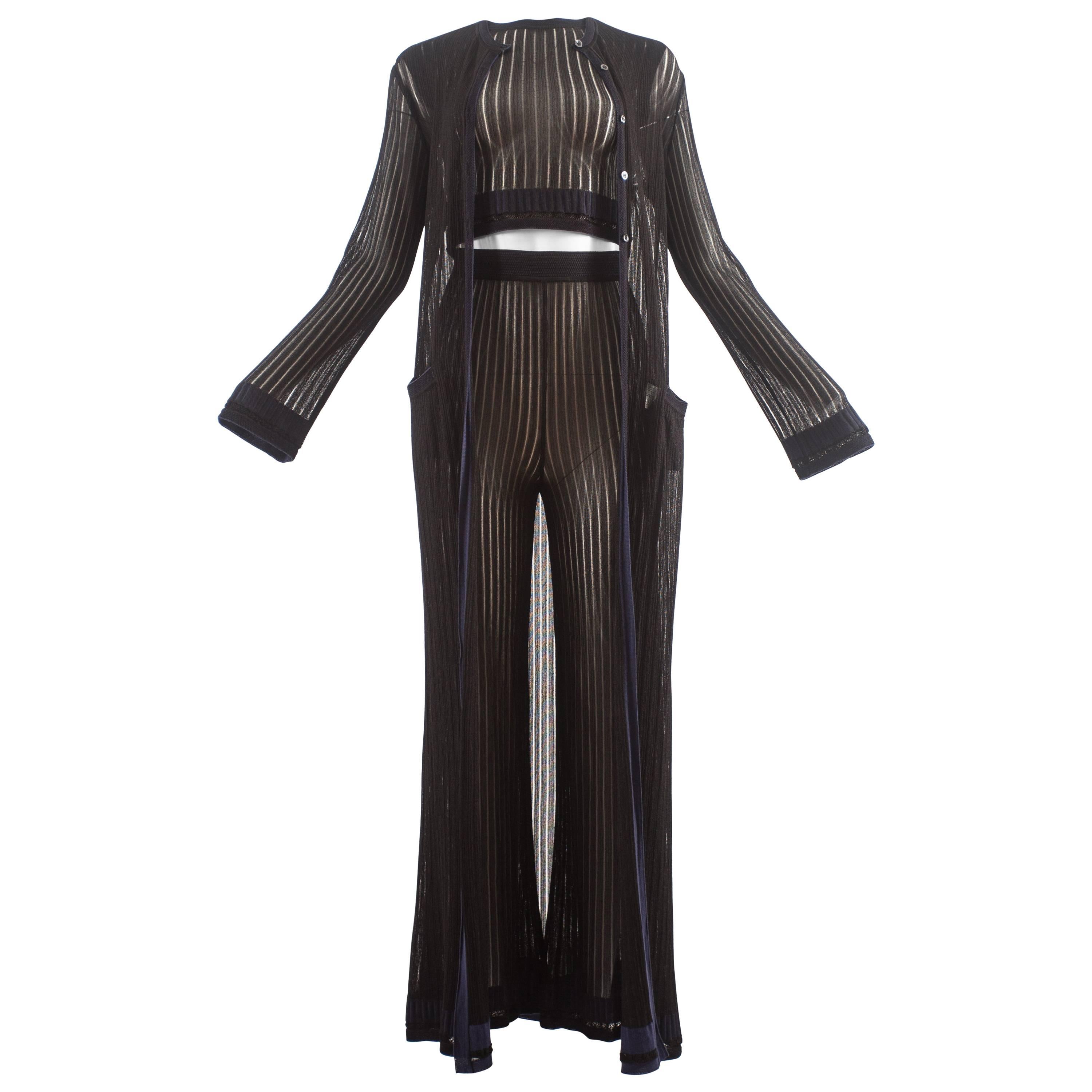 Alaia, un completo a tre pezzi in maglia, primavera-estate 1992