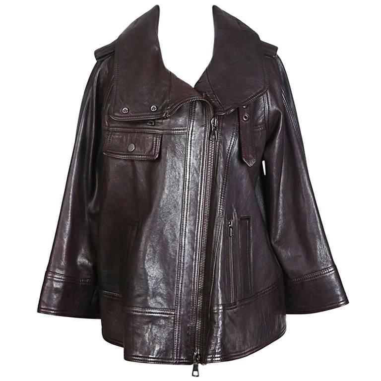 Proenza Schouler Brown Leather A Line Jacket