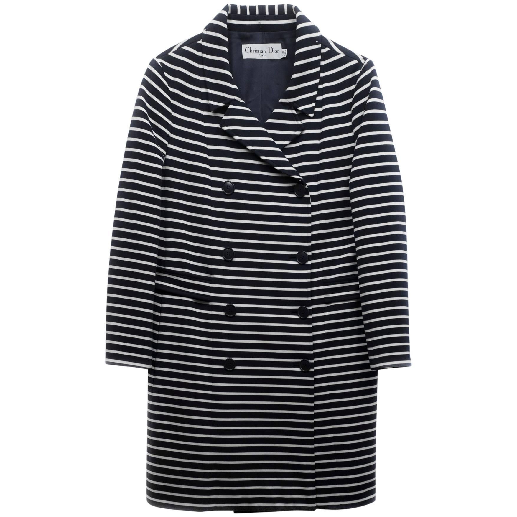 Christian Dior Navy & White Striped Double Breasted Jacket Sz 6
