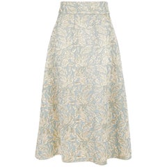 Dolce 
Gabbana Gold 
Blue Metallic Skirt w/Foliate Pattern
