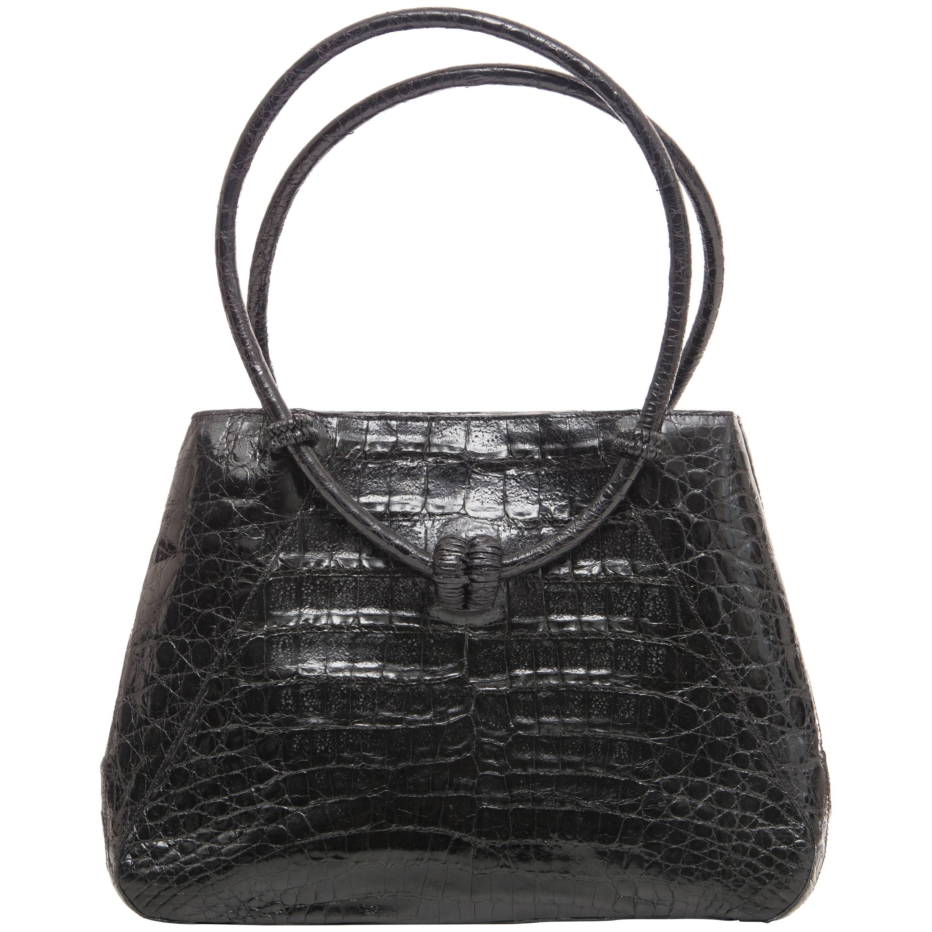 Nancy Gonzalez Black Crocodile Handbag