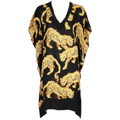 Versace Tiger Print Silk Tunic Top Dress 7