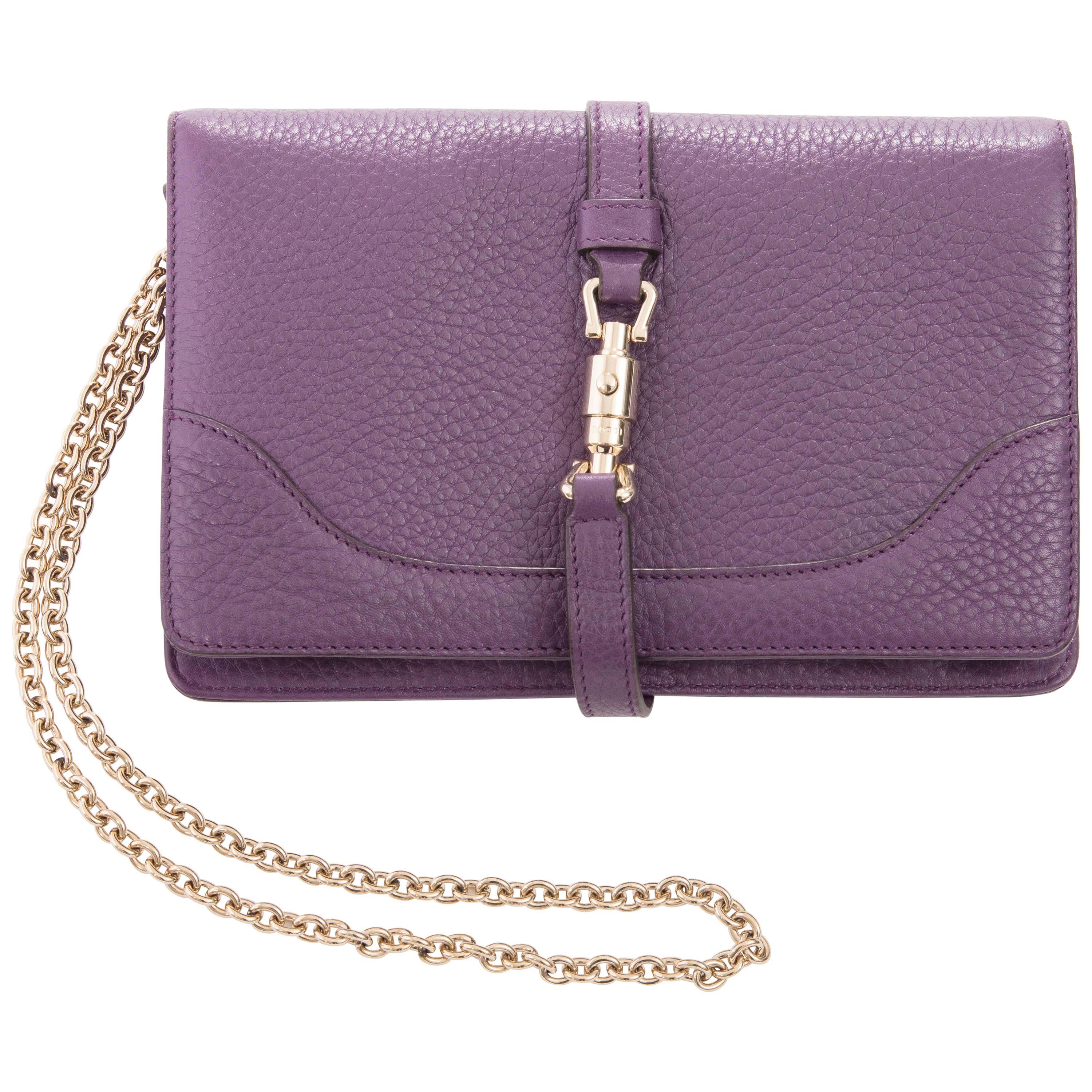 Gucci Amethyst Leather Wallet On Chain Shoulder Bag For Sale