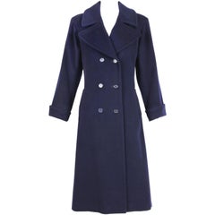 Yves Saint Laurent Navy Blue Wool Double-Breasted Coat