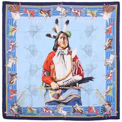 Hermes "Pani La Shar Pawnee" Silk Scarf Carre by Kermit Oliver ca.1984