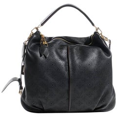 Louis Vuitton Black Leather Monogram Top Handle Satchel Crossbody Shoulder Bag