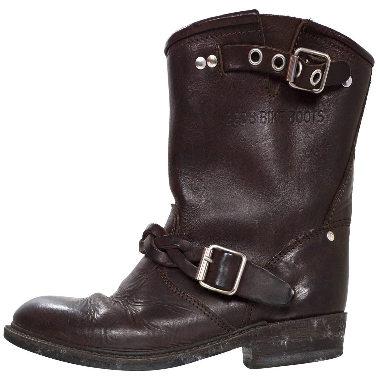 brown leather biker boots