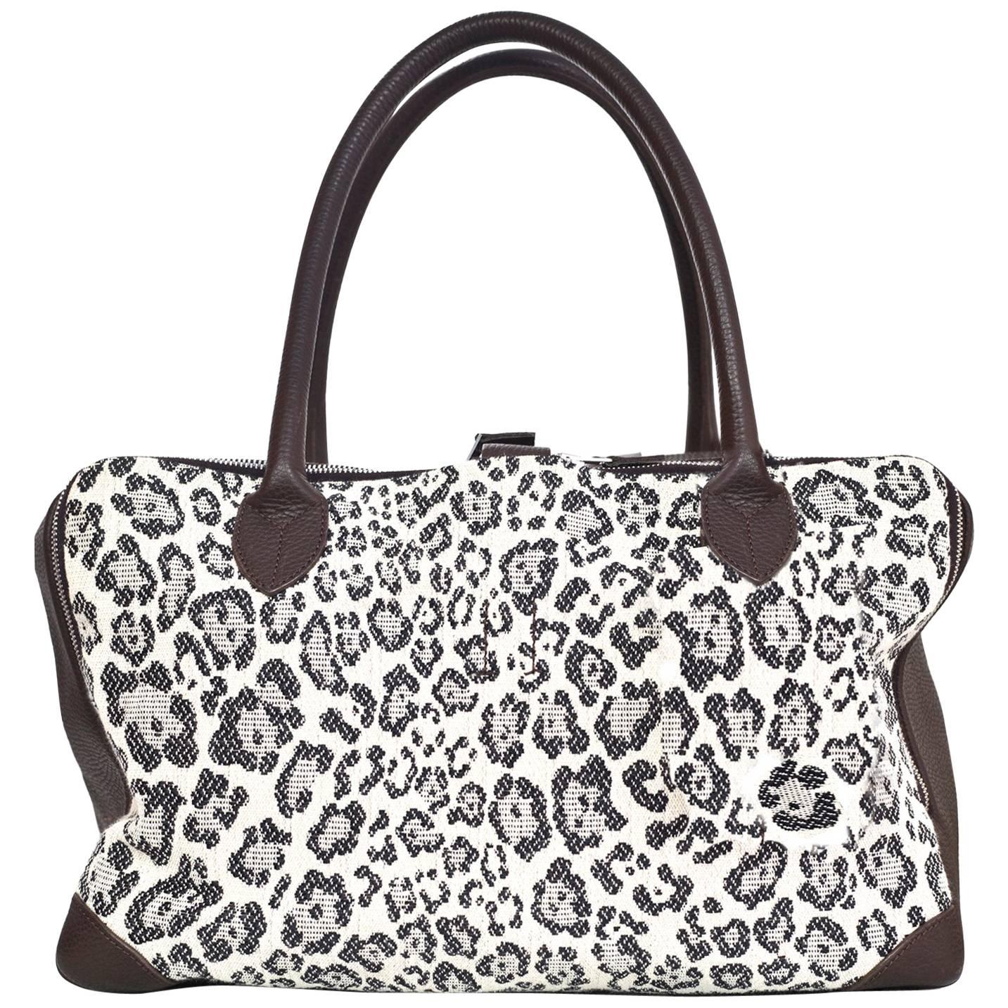 Golden Goose Canvas & Leather Leopard Medium Equipage Bag