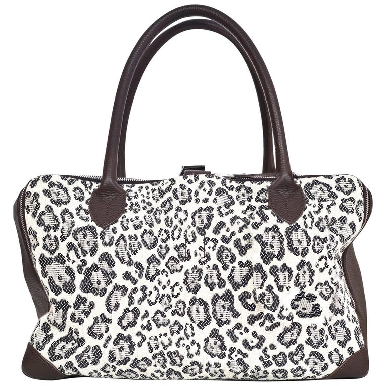 Golden Goose Canvas and Leather Leopard Medium Equipage Bag For Sale at ...