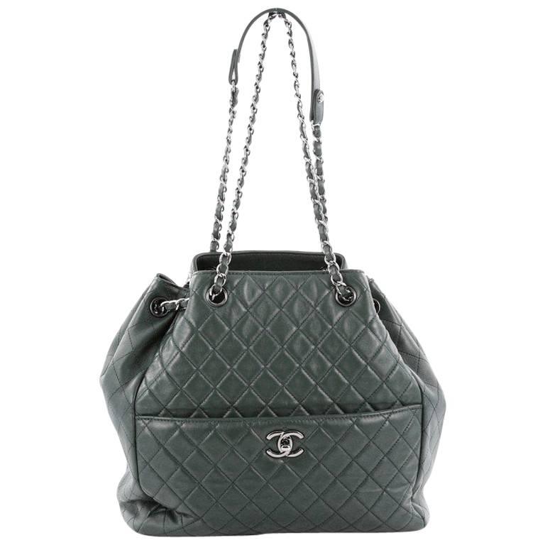 Chanel Drawstring CC Lock Bucket Bag Quilted Lambskin Medium at 1stDibs ...