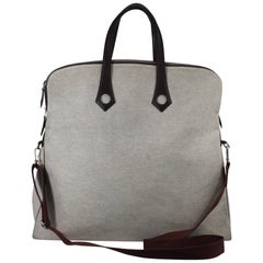 Hermes Heebo Travel Bag in canvas and leather with shoulder strap