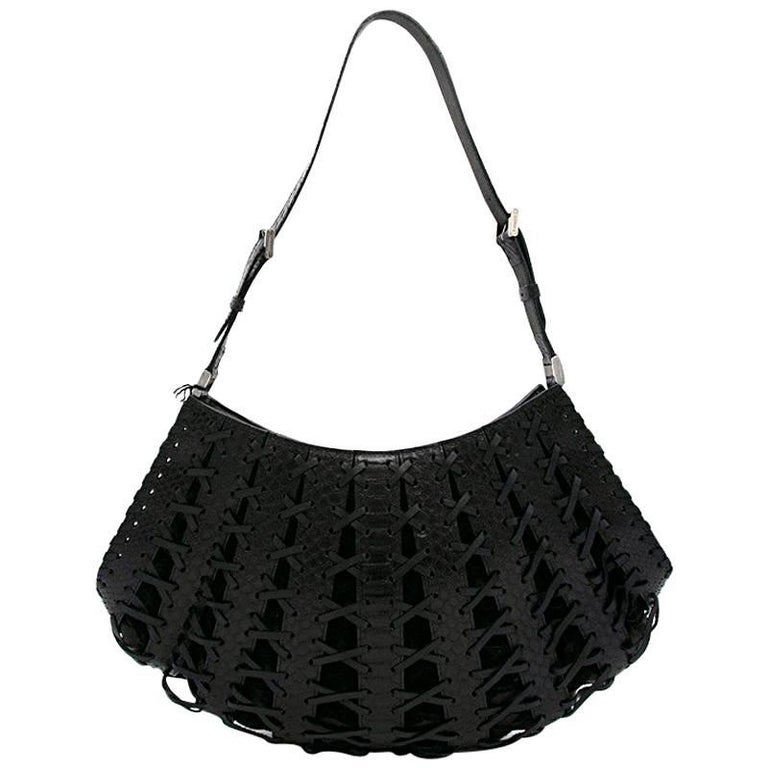 Balmain Black Leather Fan Bag For Sale at 1stDibs