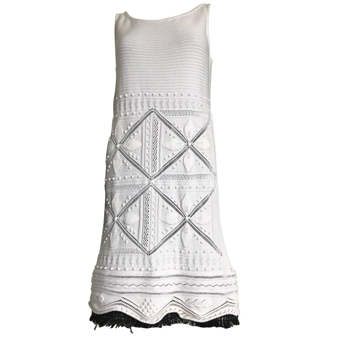 Chanel vintage dress in white wool knitting For Sale