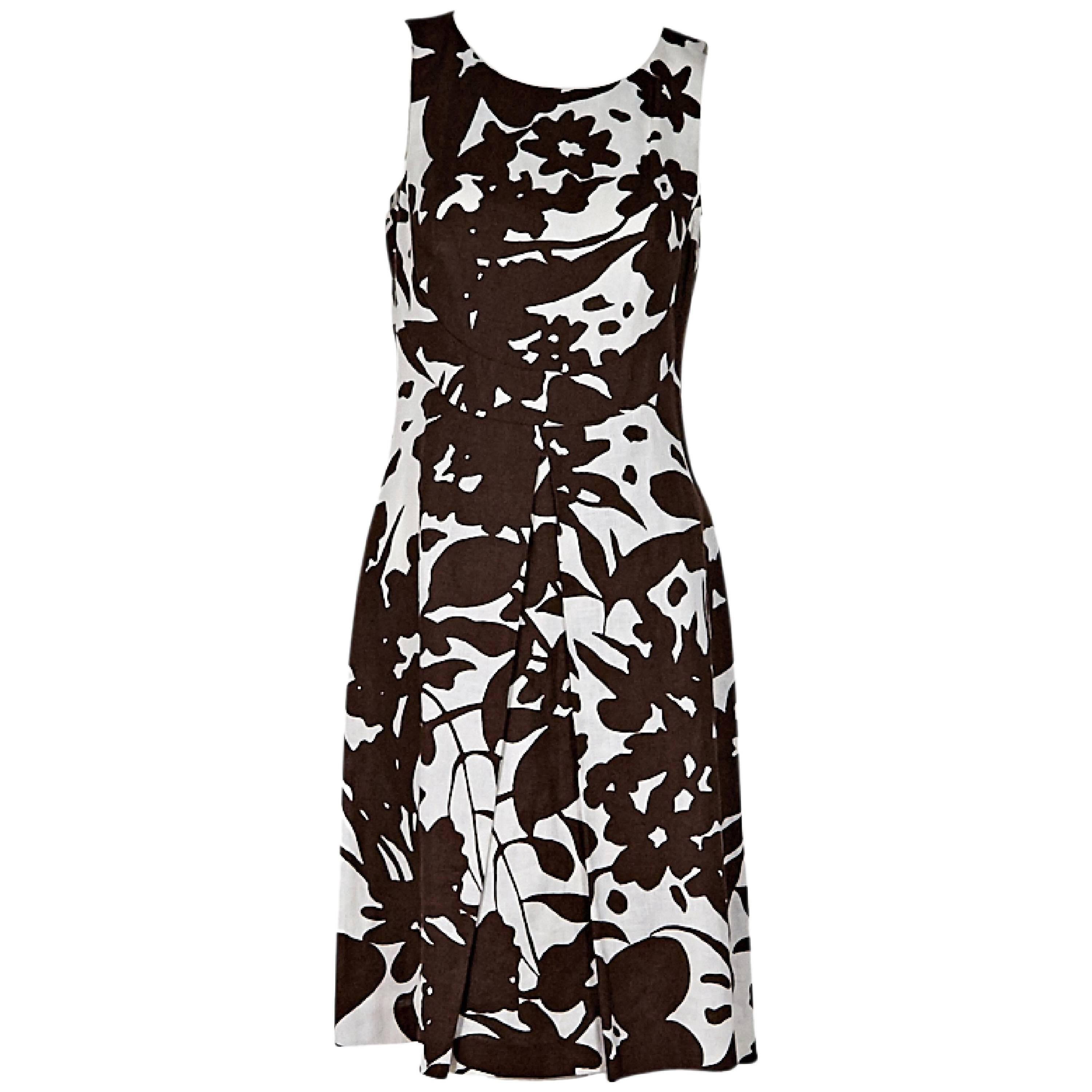 Brown & White Michael Kors Floral Sheath Dress