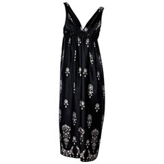 Black Oscar de la Renta Printed Silk Midi Dress