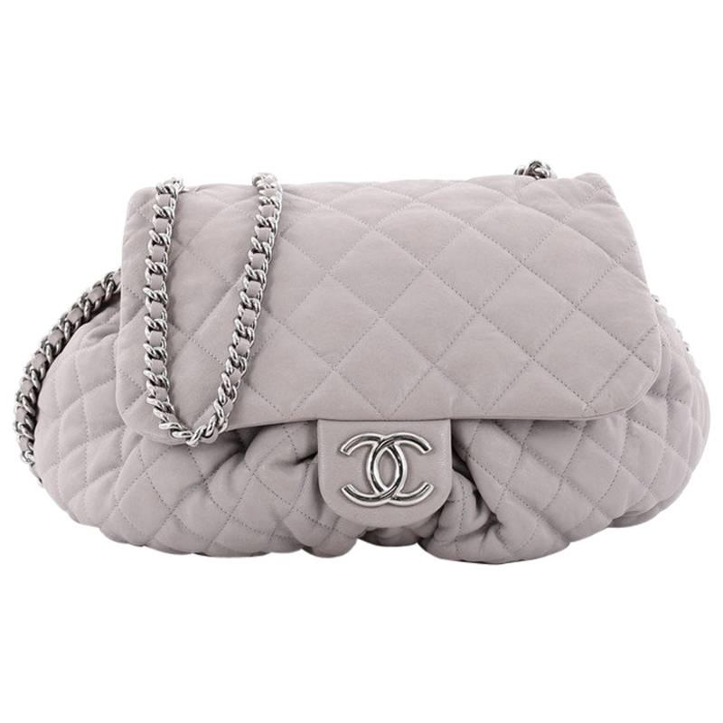 Chanel Chain Around Flap Bag Quilted Leather Large