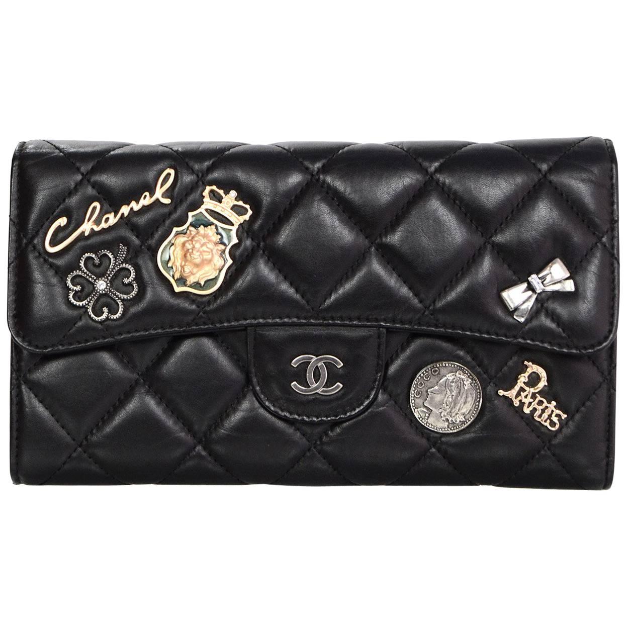 Chanel Limited Edition Quilted Calfskin Lucky Charms Flap Wallet