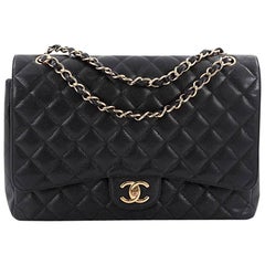 Chanel Classic Double Flap Bag Quilted Caviar Maxi