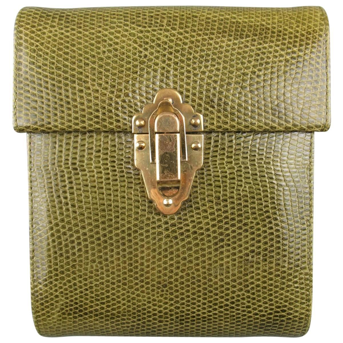 Vintage WILKES BASHFORD Green Lock Box Shoulder Bag