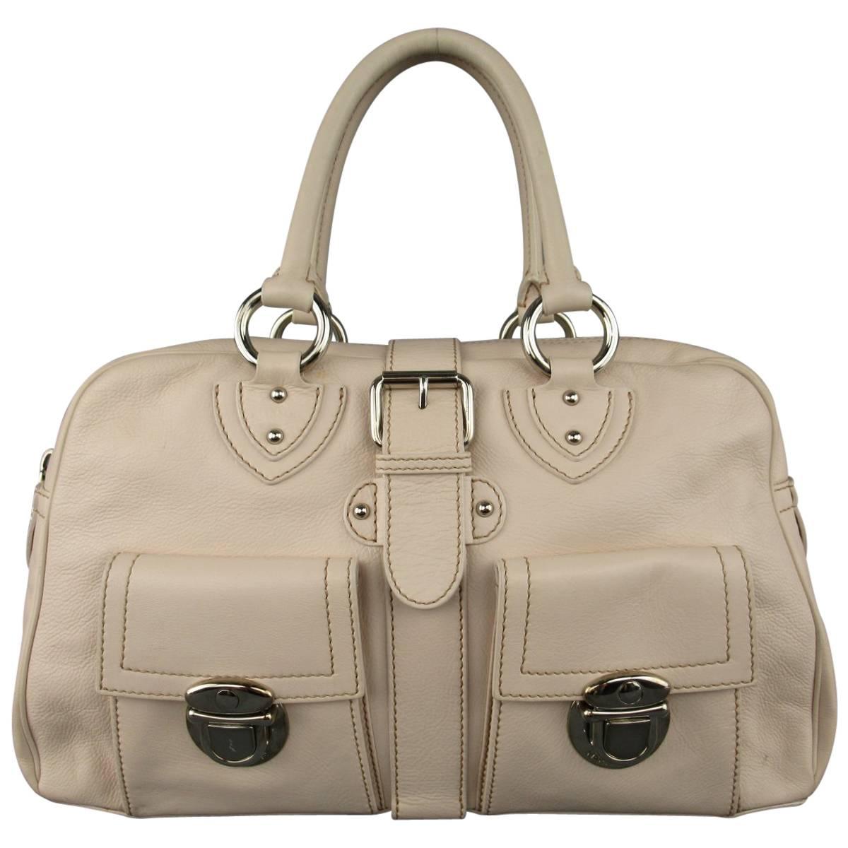 MARC JACOBS Cream Beige Leather 2 Pocket Top Handles VENETA Handbag