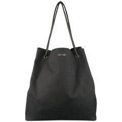 GUCCI Black Canvas Leather Drawstring Bucket Tote Handbag 4