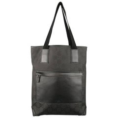 GUCCI Black Guccissima Monogram Nylon & Leather Pocket Tote Bag