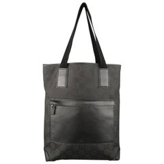 GUCCI Black Guccissima Monogram Nylon & Leather Pocket Tote Bag 5