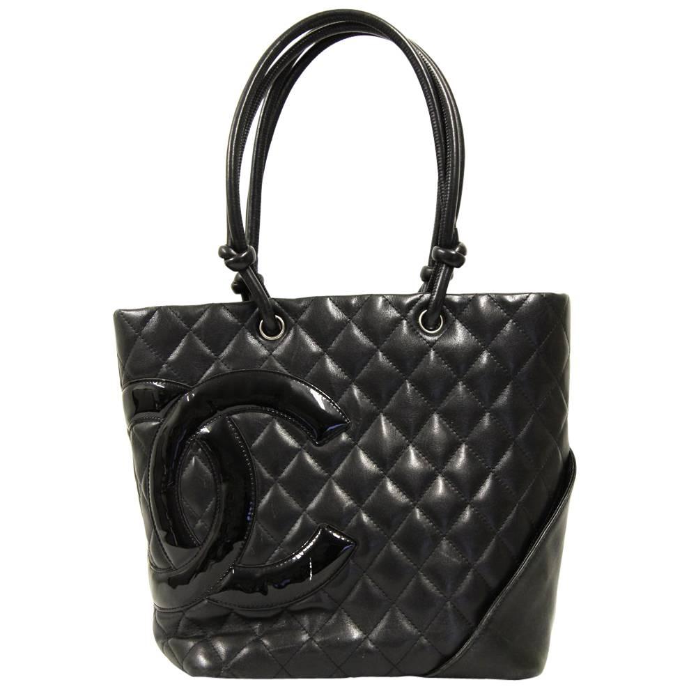 2000s Chanel Cambon Black Leather Bag