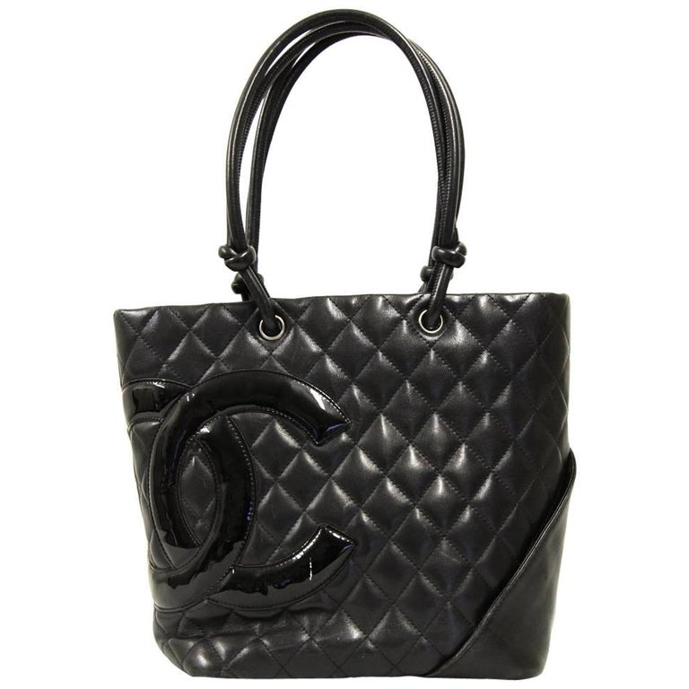 2000s Chanel Cambon Black Leather Bag at 1stDibs